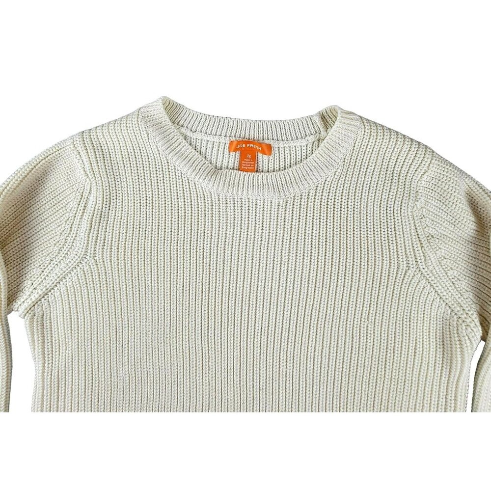 Joe Fresh Mens Ivory Sweater Pullover in Cableknit Stitch size Large  JH1480
